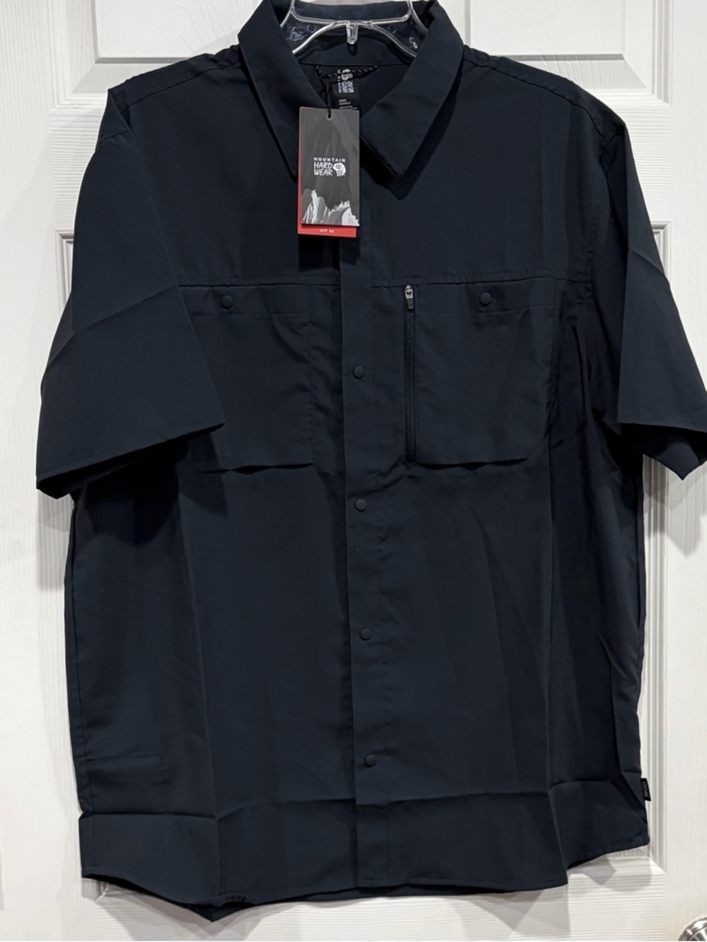 Mountain Hardwear Men's Large Trail Sender Short Sleeve Black Grey NWT Ripstop